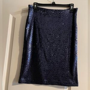 White House Black Market Navy Sequin Skirt